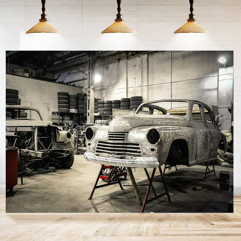 Auto Repair Shop Background - Фон для фотостудии: Автосервис, шины, свет,